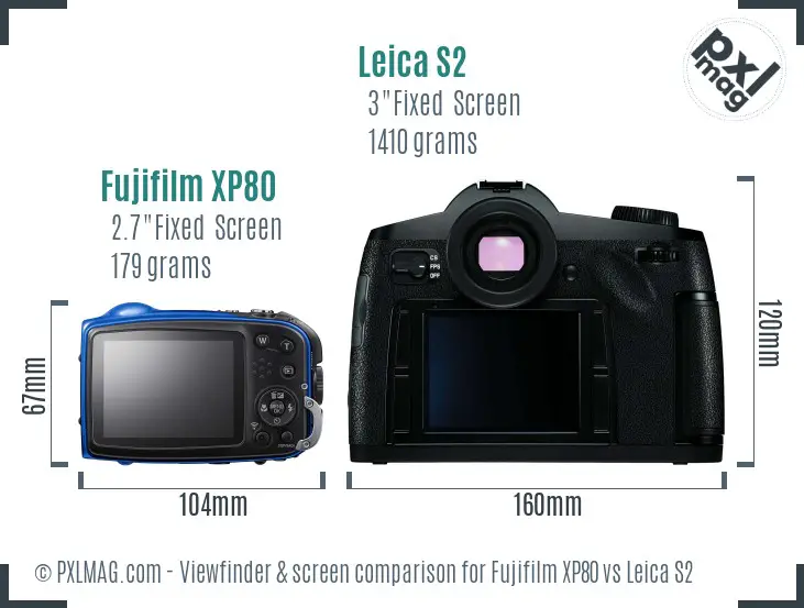 Fujifilm XP80 vs Leica S2 Screen and Viewfinder comparison