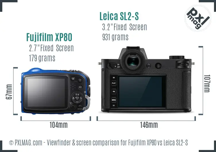 Fujifilm XP80 vs Leica SL2-S Screen and Viewfinder comparison