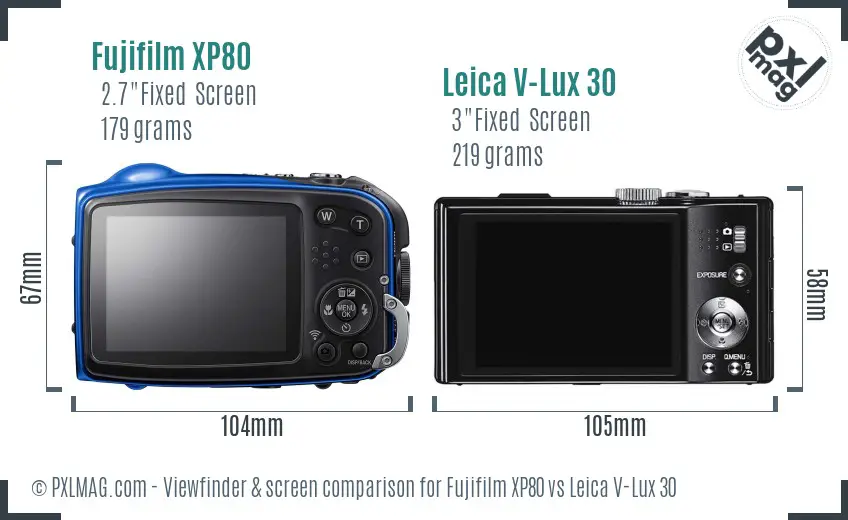 Fujifilm XP80 vs Leica V-Lux 30 Screen and Viewfinder comparison Fujifilm XP80 vs Leica V-Lux 30 Screen and Viewfinder comparison