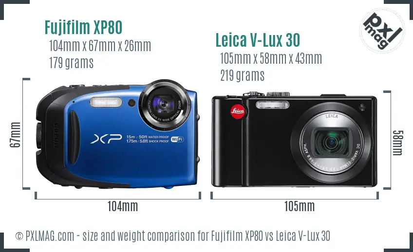 Fujifilm XP80 vs Leica V-Lux 30 size comparison Fujifilm XP80 vs Leica V-Lux 30 size comparison