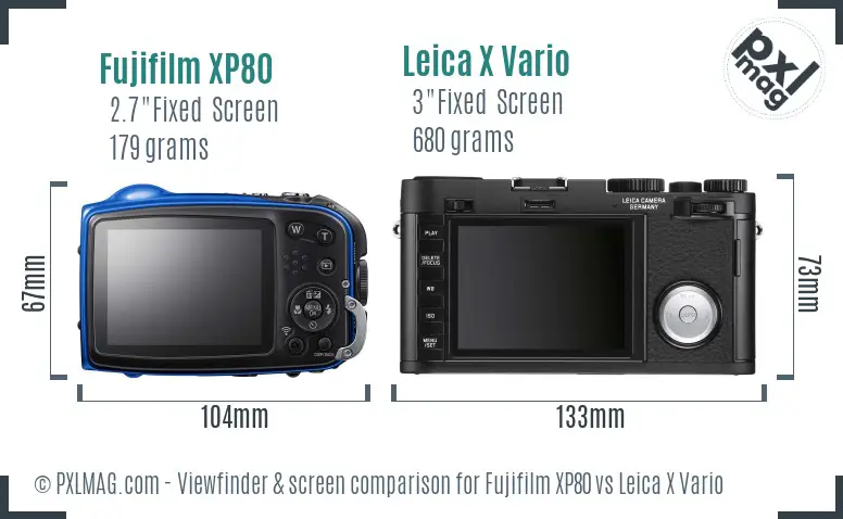 Fujifilm XP80 vs Leica X Vario Screen and Viewfinder comparison