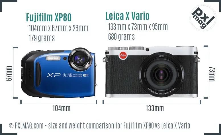 Fujifilm XP80 vs Leica X Vario size comparison