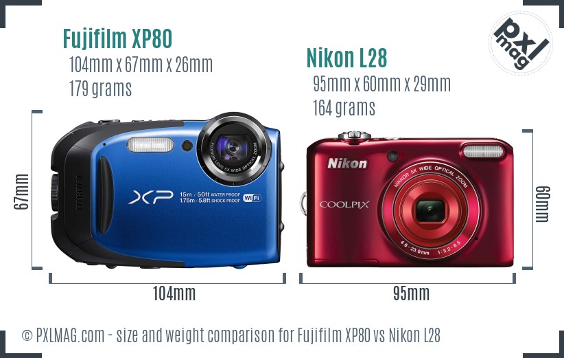 Fujifilm XP80 vs Nikon L28 size comparison Fujifilm XP80 vs Nikon L28 size comparison