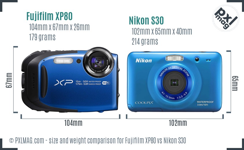 Fujifilm XP80 vs Nikon S30 size comparison Fujifilm XP80 vs Nikon S30 size comparison