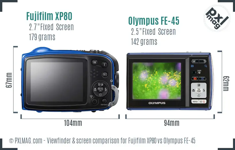 Fujifilm XP80 vs Olympus FE-45 Screen and Viewfinder comparison