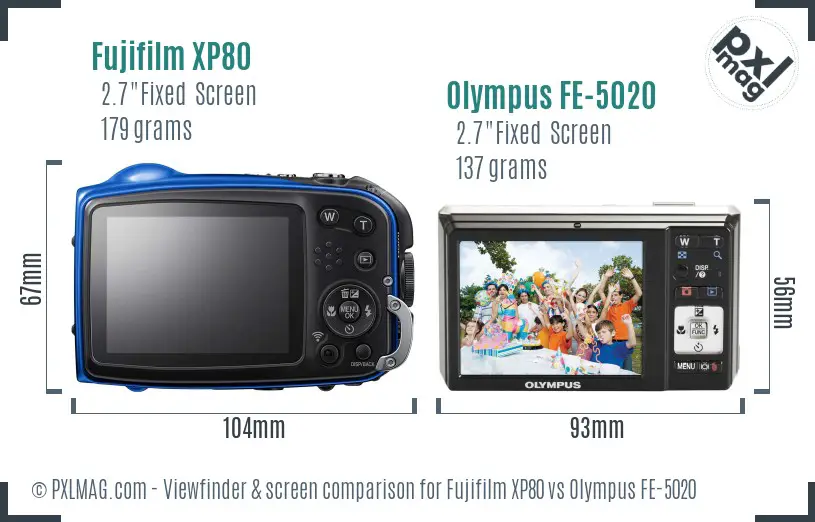 Fujifilm XP80 vs Olympus FE-5020 Screen and Viewfinder comparison