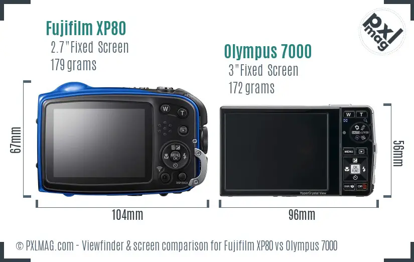 Fujifilm XP80 vs Olympus 7000 Screen and Viewfinder comparison