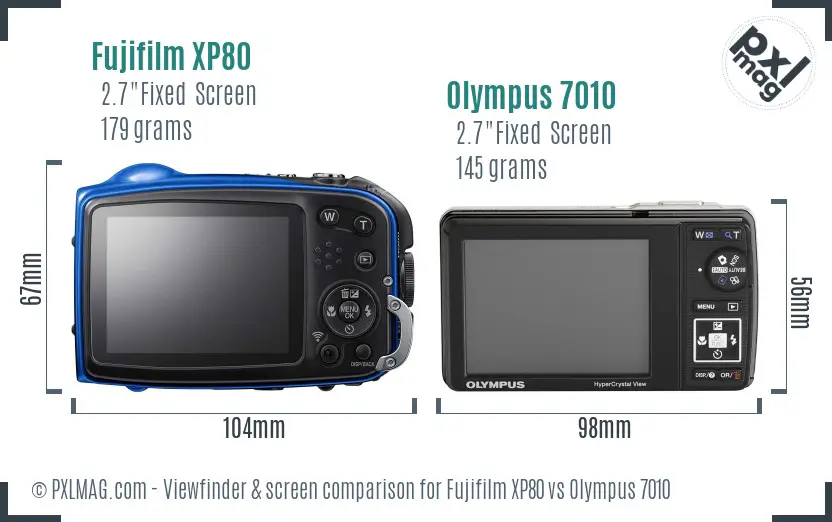 Fujifilm XP80 vs Olympus 7010 Screen and Viewfinder comparison Fujifilm XP80 vs Olympus 7010 Screen and Viewfinder comparison