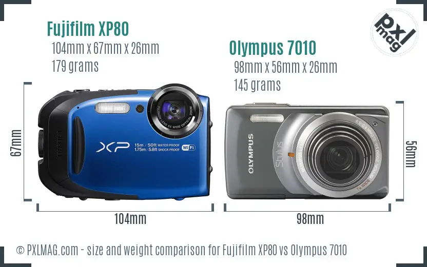 Fujifilm XP80 vs Olympus 7010 size comparison Fujifilm XP80 vs Olympus 7010 size comparison