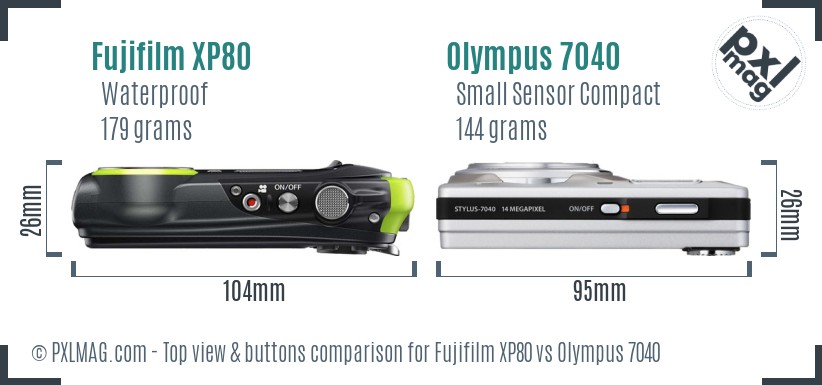 Fujifilm XP80 vs Olympus 7040 top view buttons comparison