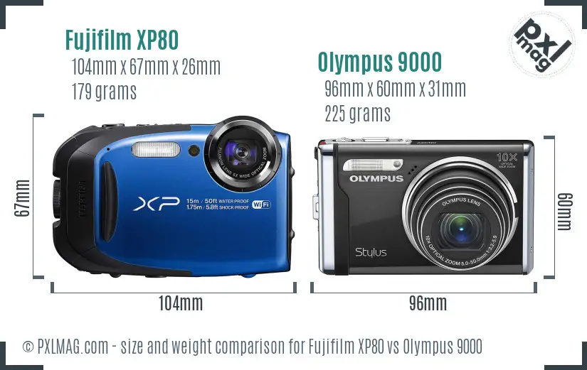 Fujifilm XP80 vs Olympus 9000 size comparison Fujifilm XP80 vs Olympus 9000 size comparison