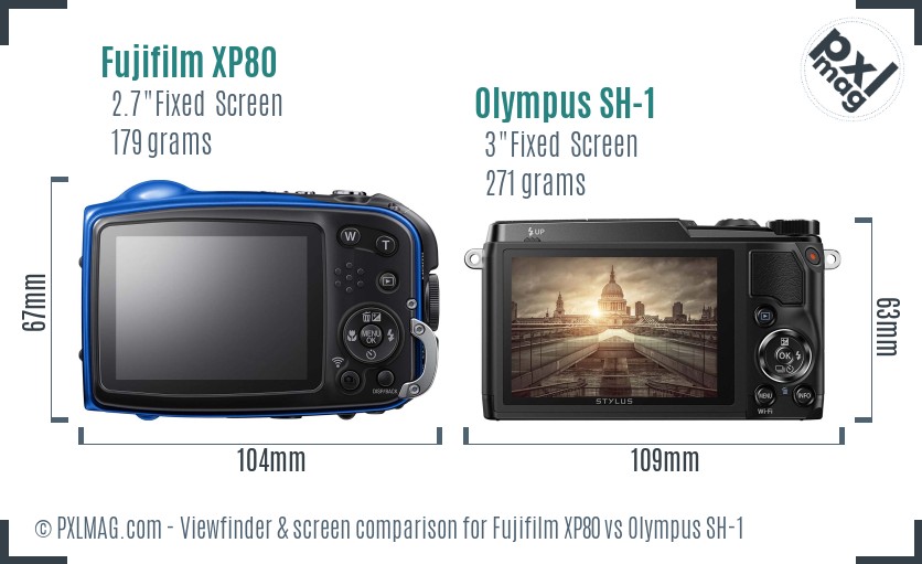 Fujifilm XP80 vs Olympus SH-1 Screen and Viewfinder comparison