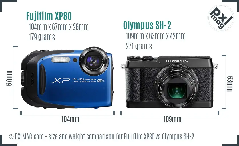 Fujifilm XP80 vs Olympus SH-2 size comparison
