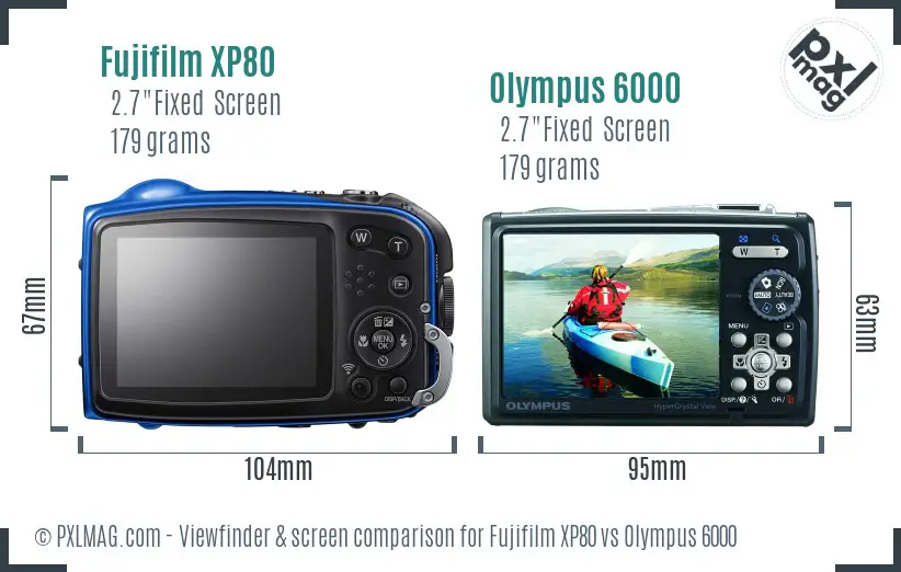Fujifilm XP80 vs Olympus 6000 Screen and Viewfinder comparison