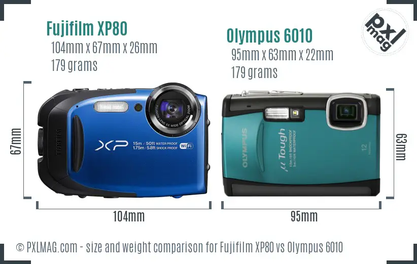 Fujifilm XP80 vs Olympus 6010 size comparison