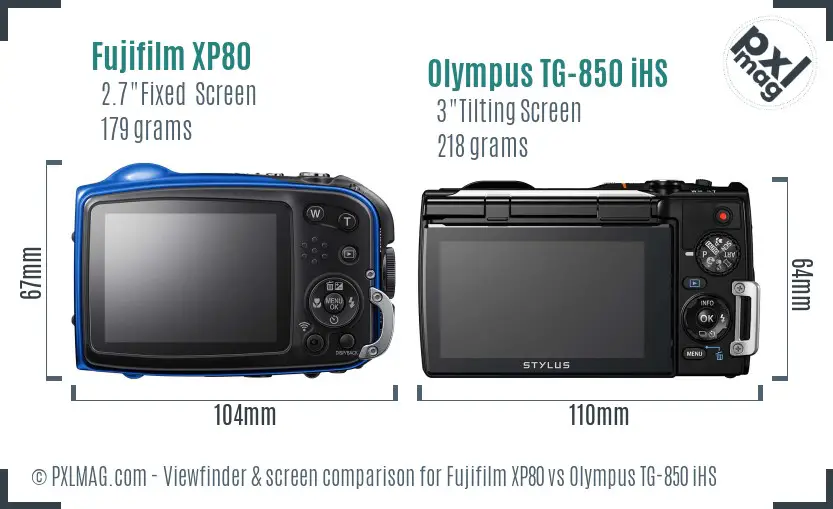 Fujifilm XP80 vs Olympus TG-850 iHS Screen and Viewfinder comparison Fujifilm XP80 vs Olympus TG-850 iHS Screen and Viewfinder comparison