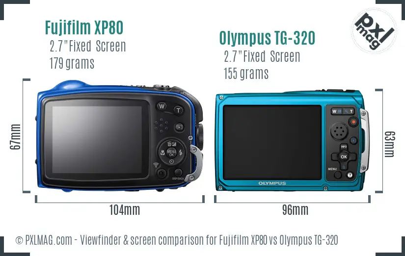 Fujifilm XP80 vs Olympus TG-320 Screen and Viewfinder comparison