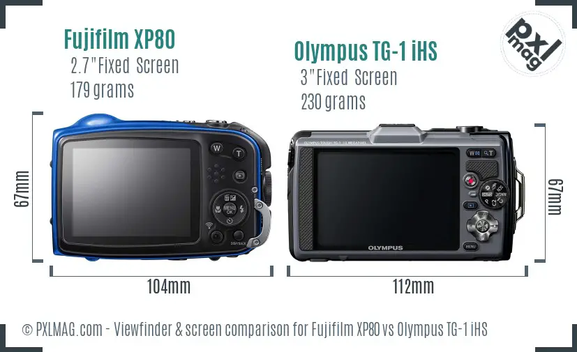 Fujifilm XP80 vs Olympus TG-1 iHS Screen and Viewfinder comparison