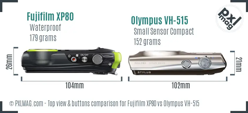 Fujifilm XP80 vs Olympus VH-515 top view buttons comparison