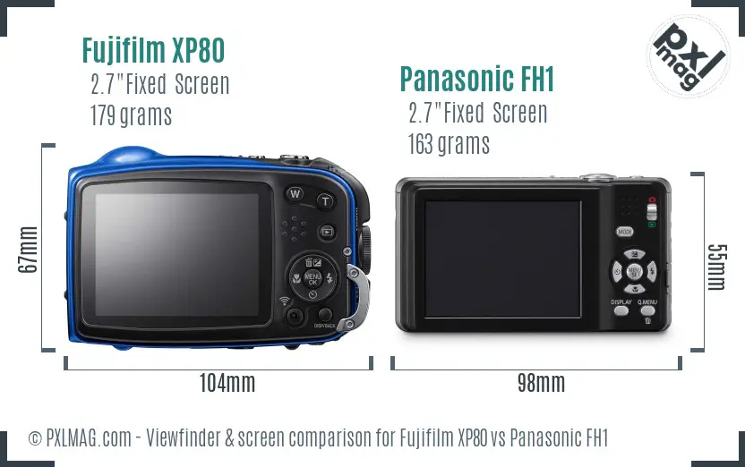 Fujifilm XP80 vs Panasonic FH1 Screen and Viewfinder comparison