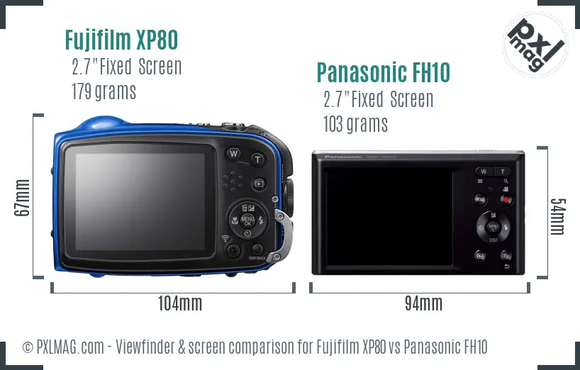 Fujifilm XP80 vs Panasonic FH10 Screen and Viewfinder comparison