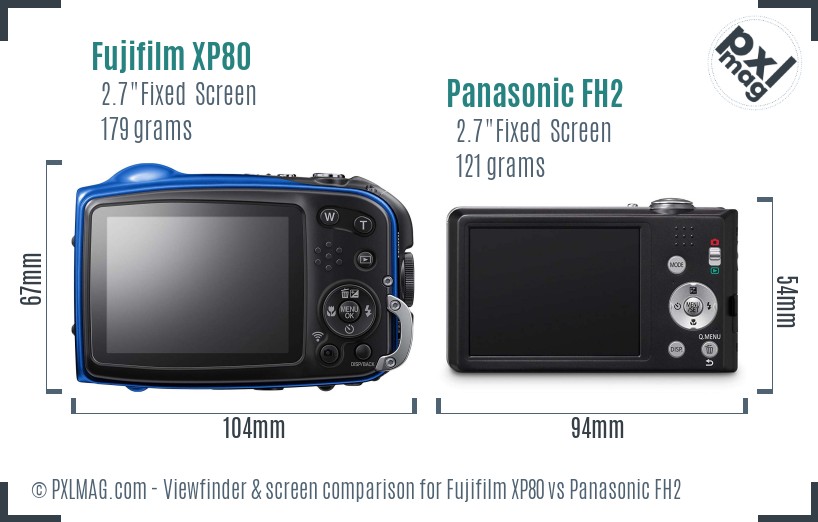 Fujifilm XP80 vs Panasonic FH2 Screen and Viewfinder comparison