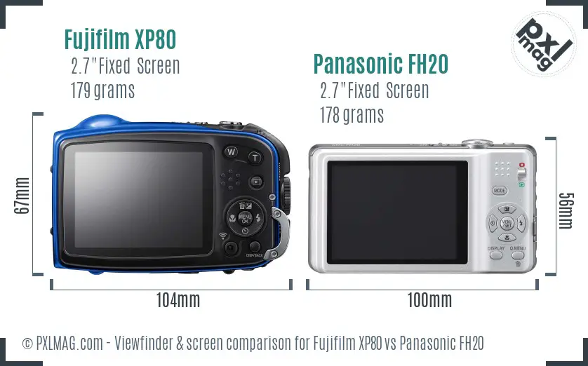 Fujifilm XP80 vs Panasonic FH20 Screen and Viewfinder comparison