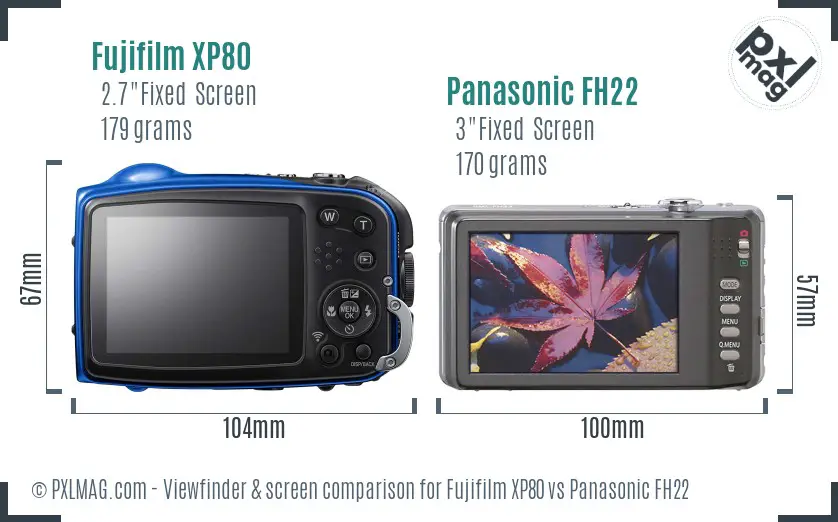 Fujifilm XP80 vs Panasonic FH22 Screen and Viewfinder comparison