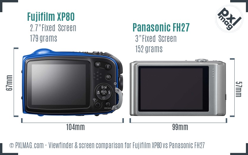 Fujifilm XP80 vs Panasonic FH27 Screen and Viewfinder comparison