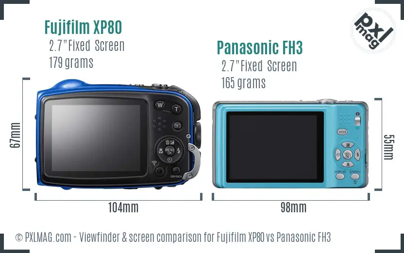 Fujifilm XP80 vs Panasonic FH3 Screen and Viewfinder comparison