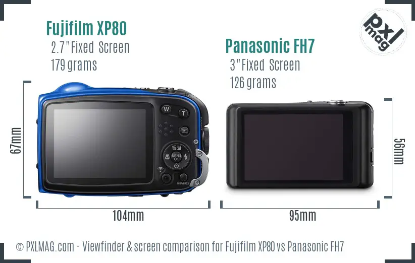 Fujifilm XP80 vs Panasonic FH7 Screen and Viewfinder comparison Fujifilm XP80 vs Panasonic FH7 Screen and Viewfinder comparison