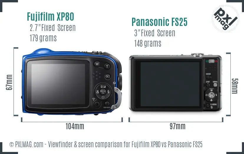 Fujifilm XP80 vs Panasonic FS25 Screen and Viewfinder comparison Fujifilm XP80 vs Panasonic FS25 Screen and Viewfinder comparison