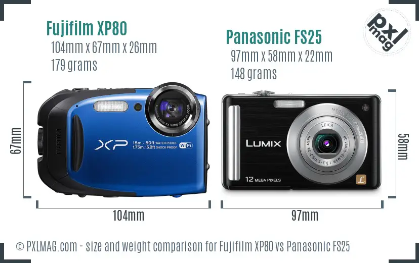 Fujifilm XP80 vs Panasonic FS25 size comparison Fujifilm XP80 vs Panasonic FS25 size comparison