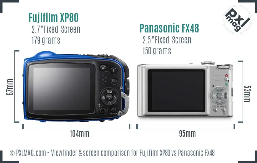 Fujifilm XP80 vs Panasonic FX48 Screen and Viewfinder comparison