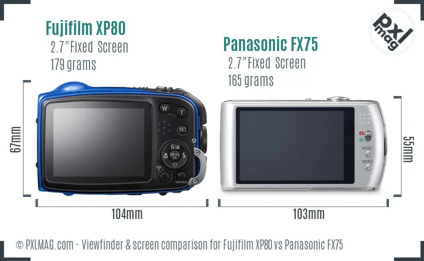Fujifilm XP80 vs Panasonic FX75 Screen and Viewfinder comparison