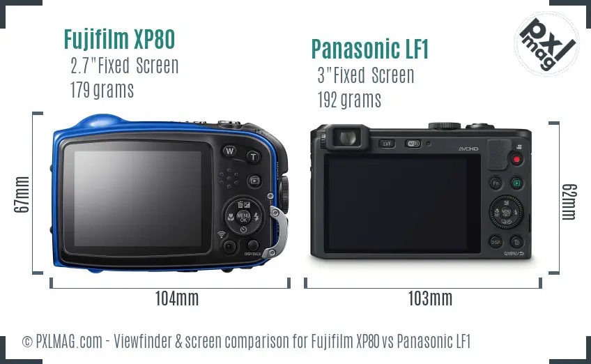 Fujifilm XP80 vs Panasonic LF1 Screen and Viewfinder comparison