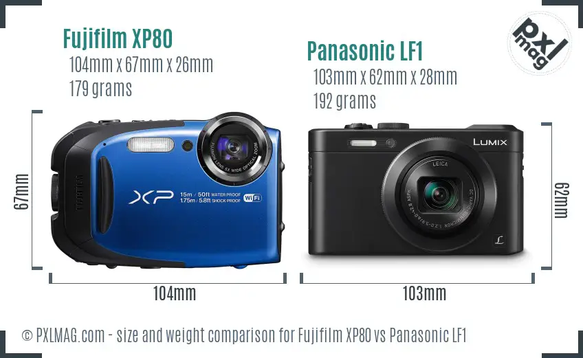 Fujifilm XP80 vs Panasonic LF1 size comparison