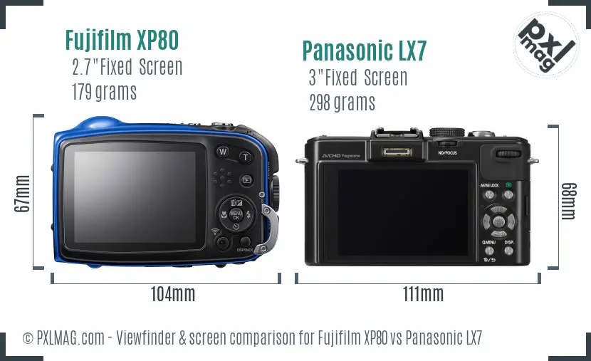 Fujifilm XP80 vs Panasonic LX7 Screen and Viewfinder comparison