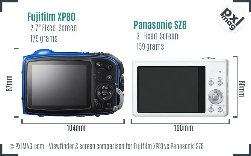 Fujifilm XP80 vs Panasonic SZ8 Screen and Viewfinder comparison