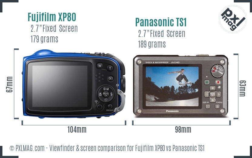 Fujifilm XP80 vs Panasonic TS1 Screen and Viewfinder comparison