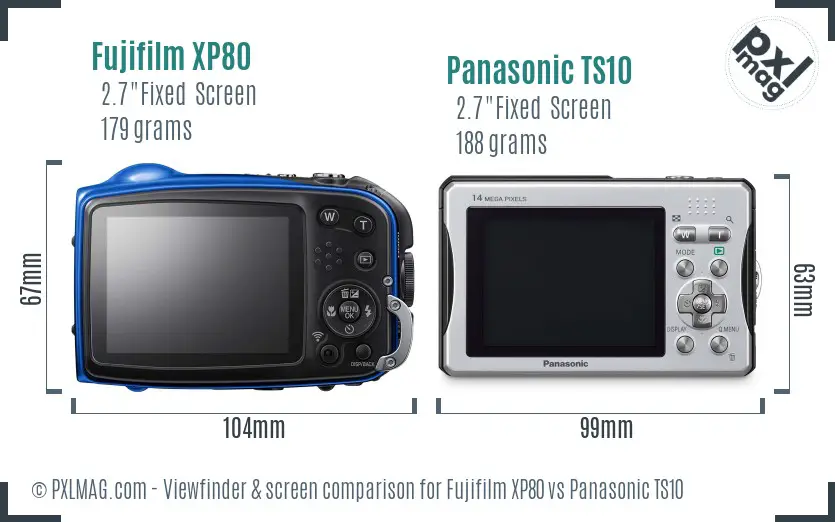 Fujifilm XP80 vs Panasonic TS10 Screen and Viewfinder comparison
