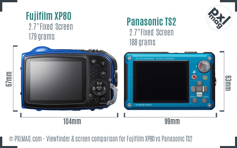 Fujifilm XP80 vs Panasonic TS2 Screen and Viewfinder comparison