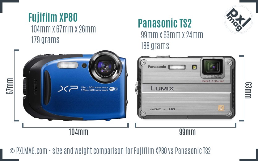 Fujifilm XP80 vs Panasonic TS2 size comparison Fujifilm XP80 vs Panasonic TS2 size comparison