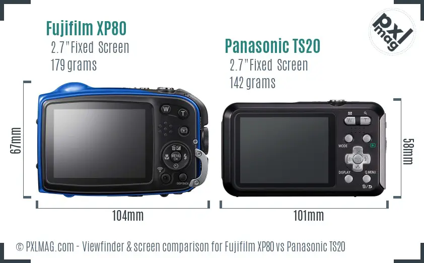 Fujifilm XP80 vs Panasonic TS20 Screen and Viewfinder comparison