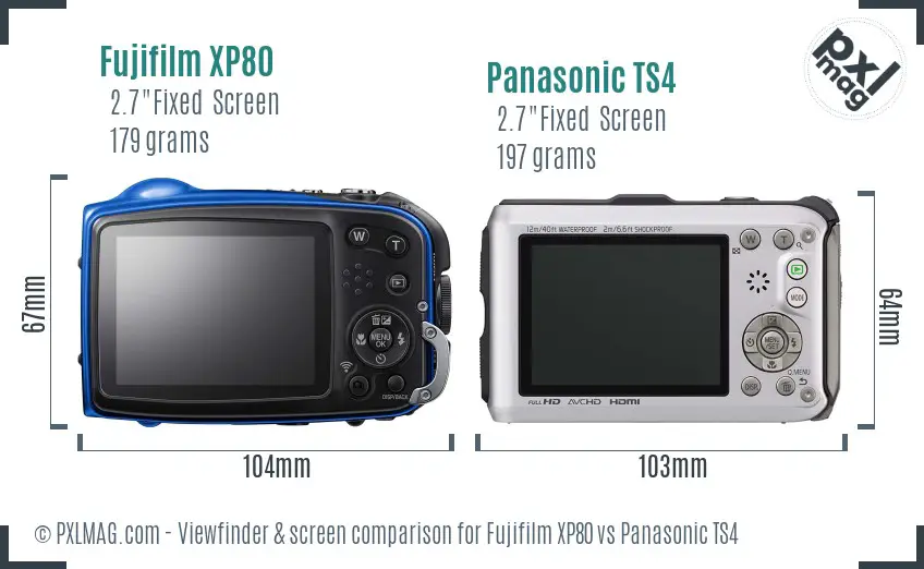Fujifilm XP80 vs Panasonic TS4 Screen and Viewfinder comparison