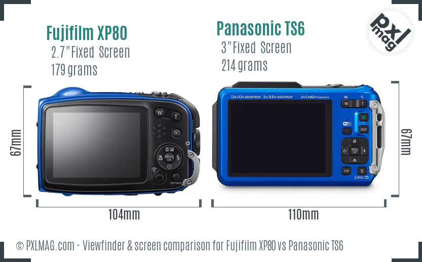 Fujifilm XP80 vs Panasonic TS6 Screen and Viewfinder comparison