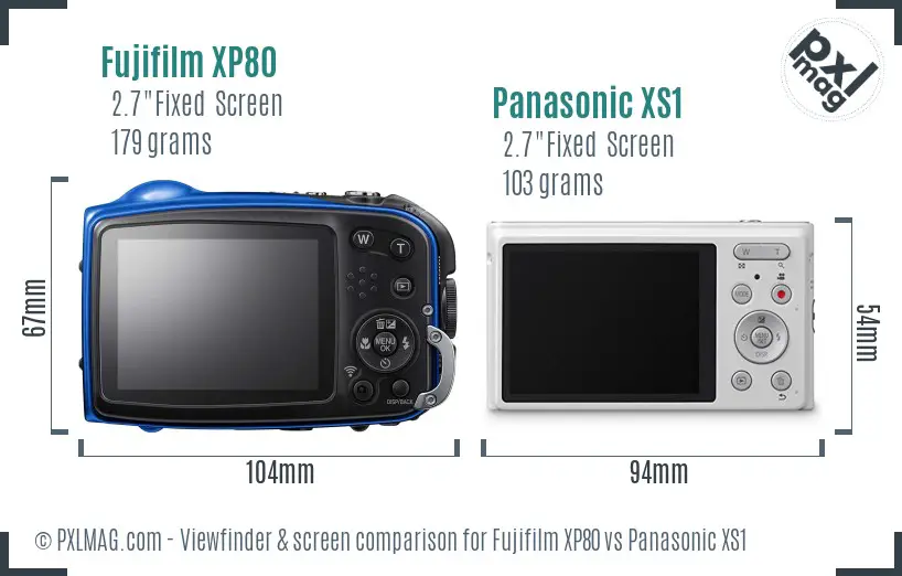 Fujifilm XP80 vs Panasonic XS1 Screen and Viewfinder comparison