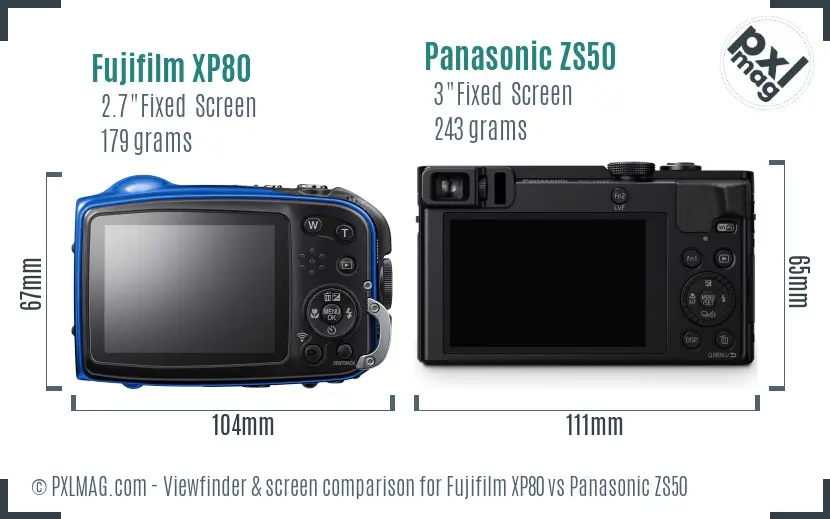 Fujifilm XP80 vs Panasonic ZS50 Screen and Viewfinder comparison Fujifilm XP80 vs Panasonic ZS50 Screen and Viewfinder comparison