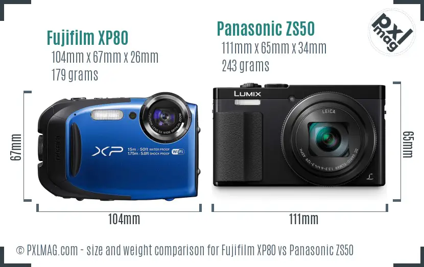 Fujifilm XP80 vs Panasonic ZS50 size comparison Fujifilm XP80 vs Panasonic ZS50 size comparison