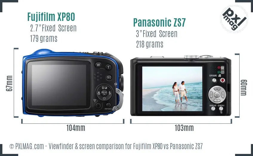 Fujifilm XP80 vs Panasonic ZS7 Screen and Viewfinder comparison